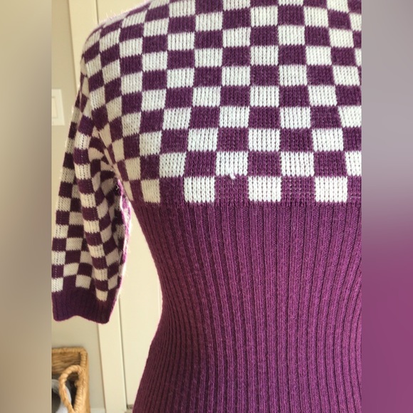 Vintage purple checkered sweater size M - Picture 2 of 5